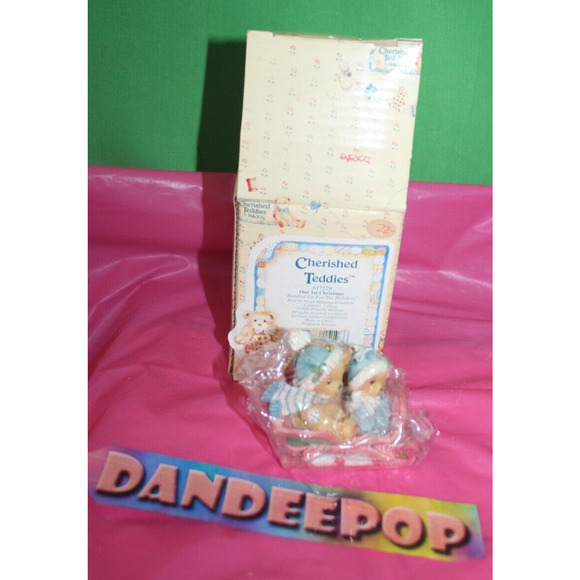 Cherished Teddies Our First Christmas Bundled Up For The Holidays Figurine 1994 - Picture 1 of 6